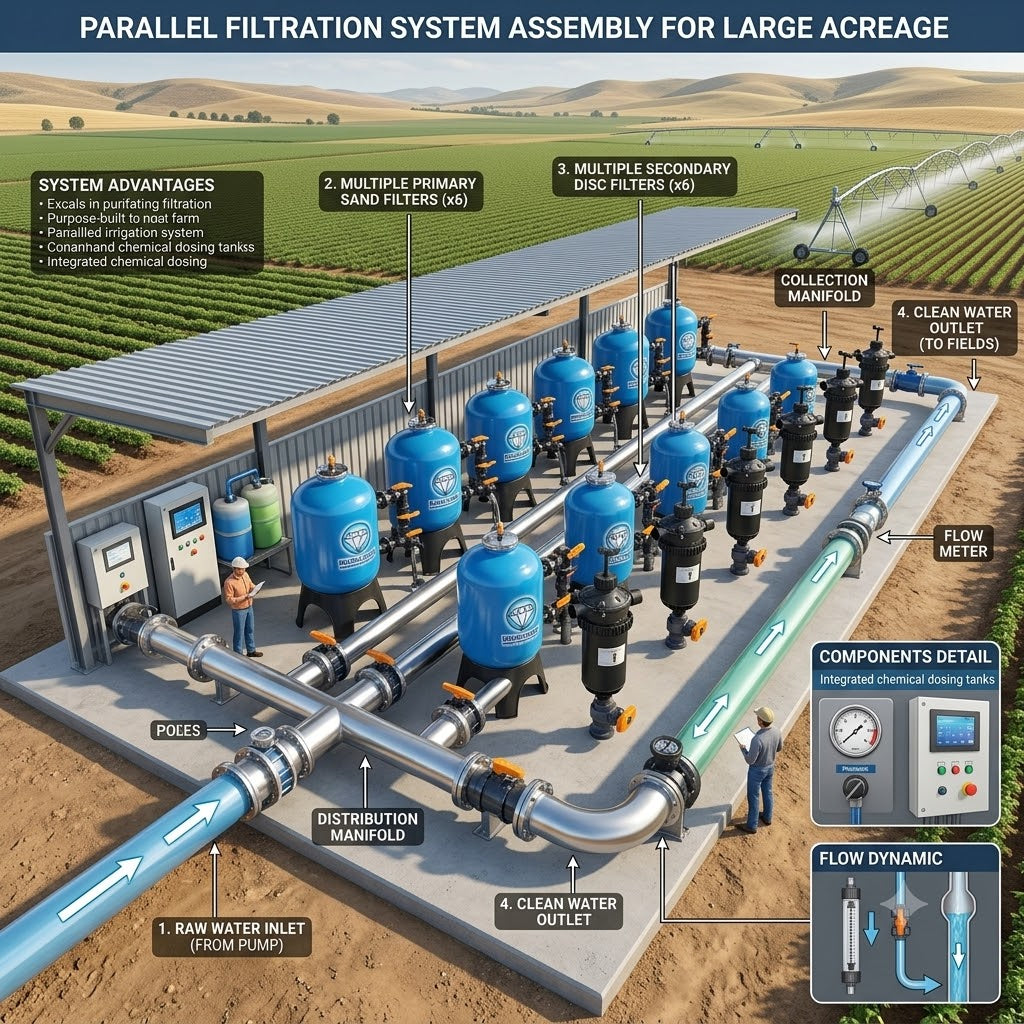 How Are Multiple Filters Assembled for Large Farm Irrigation?